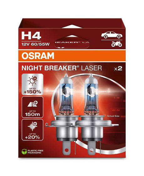 Osram 12V Night Breaker Laser - H4 - 60/55W - P43t - 2 pz - Scatola