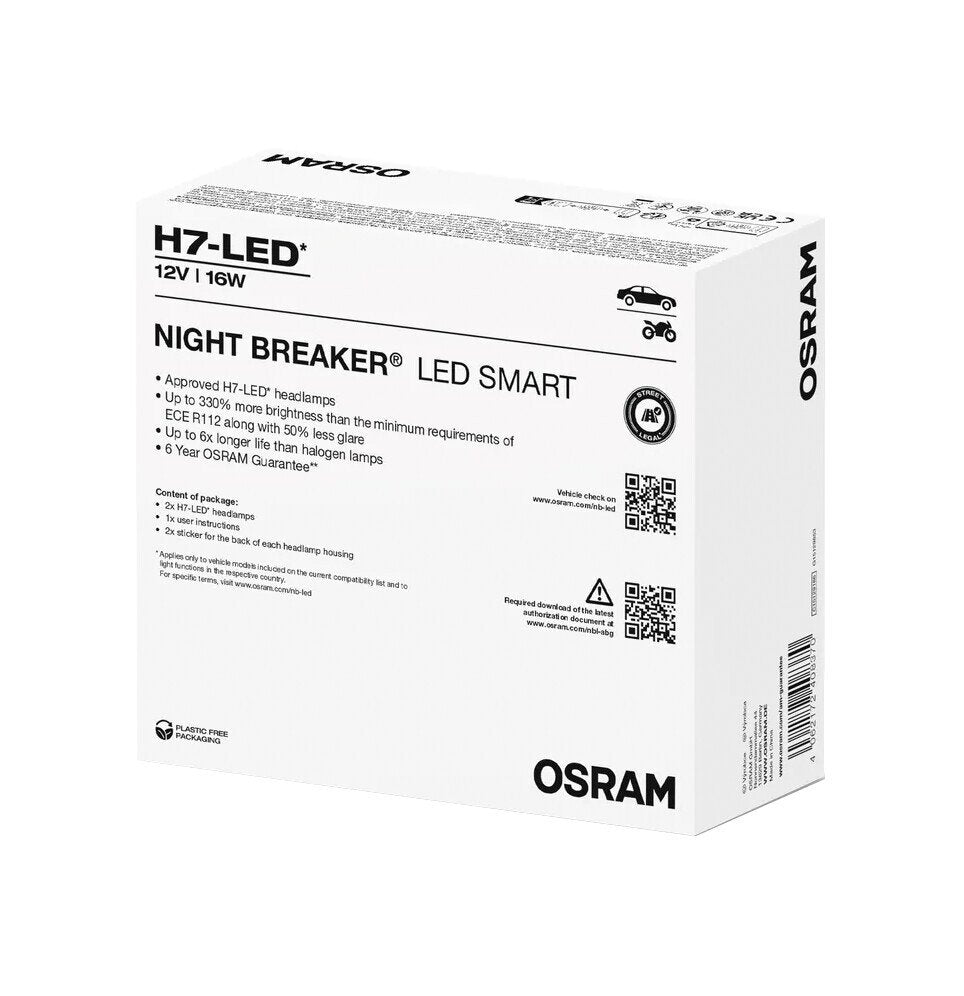 Osram 12V Night Breaker Led Smart - H7 - 16W - PX26d - 2 pz - Scatola