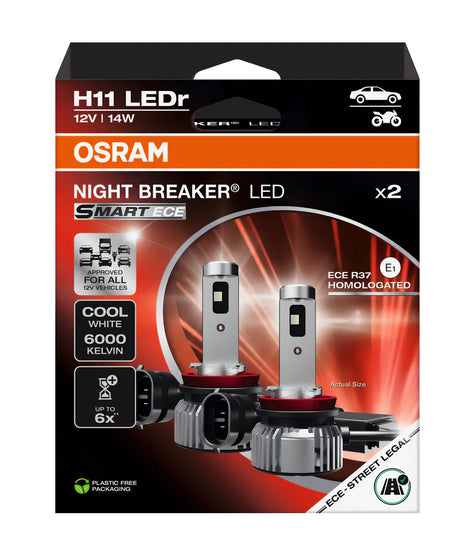 Osram 12V Night Breaker Led Smart ECE - H11 - 14W - PGJ19-2 - 2 pz - Scatola