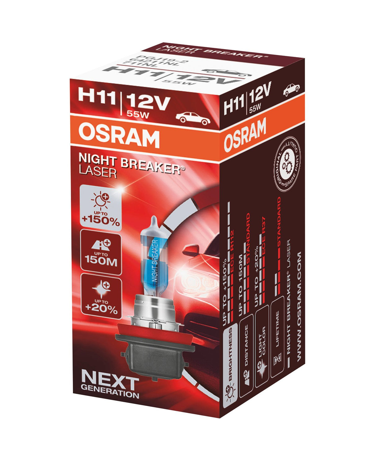 Osram Lampadina 12V Night Breaker Laser - H11 - 55W - PGJ19-2 - 1 pz - Scatola