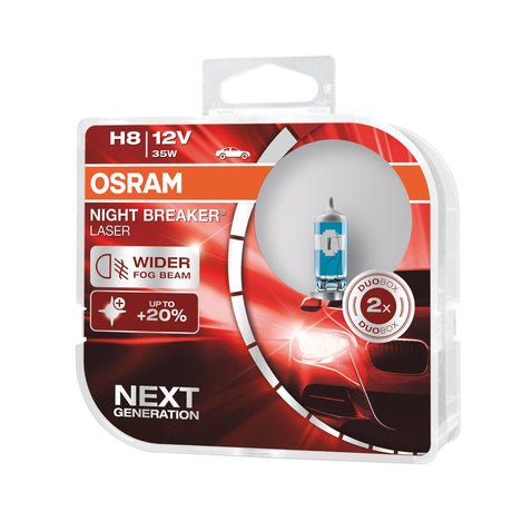 Osram Lampadina 12V Night Breaker Laser H8 35W PGJ19-1 2 pz Scatola Plast.