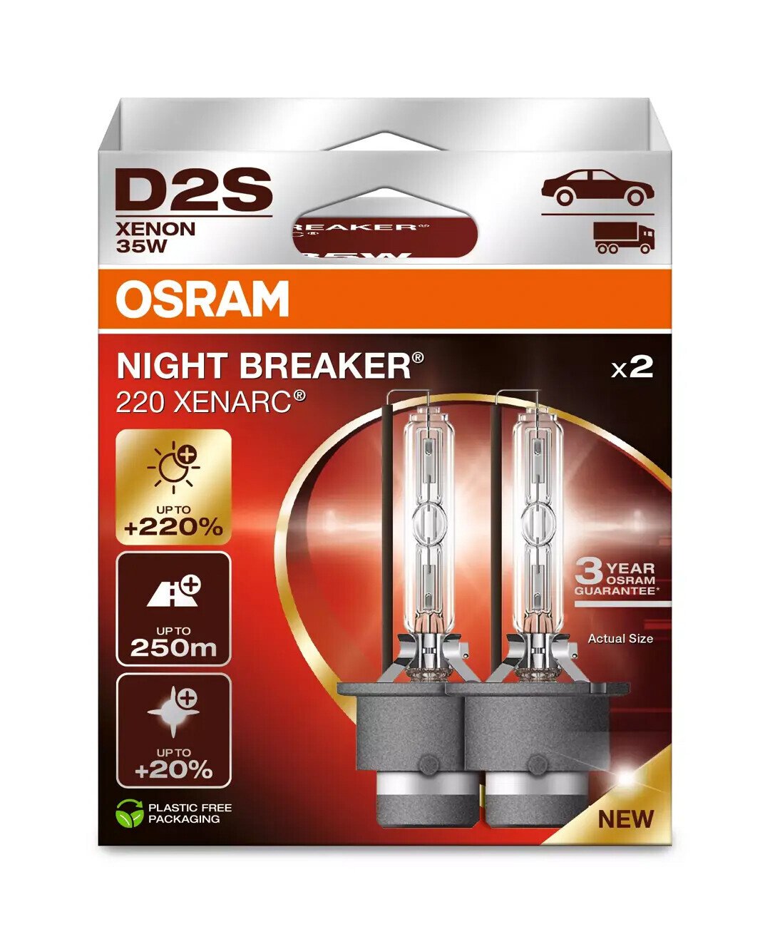 Osram Xenarc Night Breaker Laser (Next Gen) - D2S - 35W - P32d-2 - 2 pz - Scatola