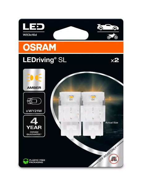 Osram 12V LEDriving SL - (WY21W) - 1W - WX3x16d - 2 pz - Scatola - Arancio