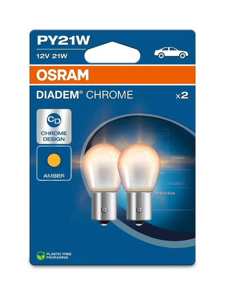 Osram 12V Diadem Chrome - PY21W - 21W - BAU15s - 2 pz - Scatola - Arancio