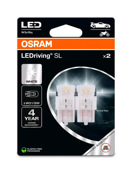 Osram 12V LEDriving SL - (W21/5W) - 1W - W3x16q - 2 pz - Scatola - Bianco