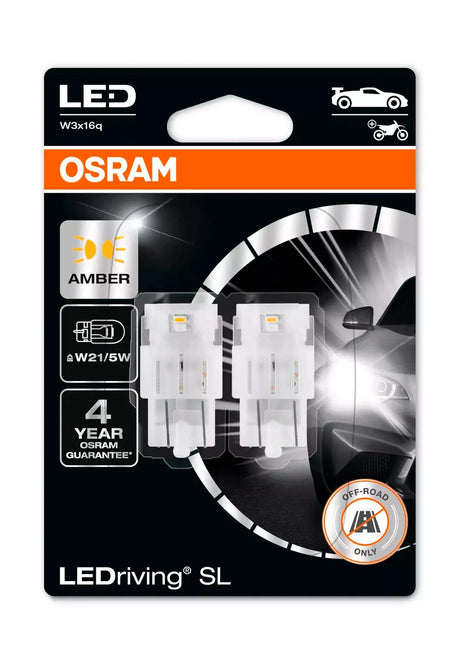 Osram 12V LEDriving SL - (W21/5W) - 1W - W3x16q - 2 pz - Scatola - Arancio