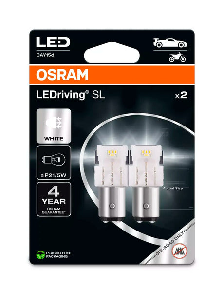 Osram 12V LEDriving SL - (P21/5W) - 1W - BAY15d - 2 pz - Scatola - Bianco