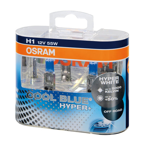 Osram 12V Cool Blue Hyper+ - (H1) - 55W - P14,5s - 2 pz - Scatola Plast.