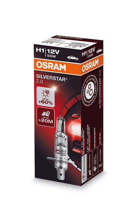 Osram Lampadina 12V Silverstar 2.0 - H1 - 55W - P14,5s - 1 pz - Scatola