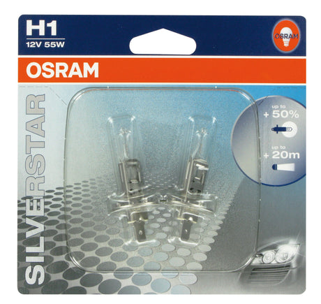 Osram Lampadina 12V Silverstar - H1 - 55W - P14,5s - 2 pz - Blister
