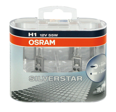 Osram Lampadina 12V Silverstar - H1 - 55W - P14,5s - 2 pz - Scatola Plast.
