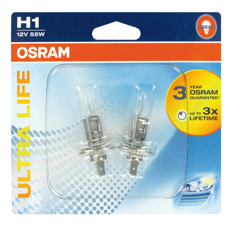 Osram Lampadina 12V Ultra Life - H1 - 55W - P14,5s - 2 pz - Blister