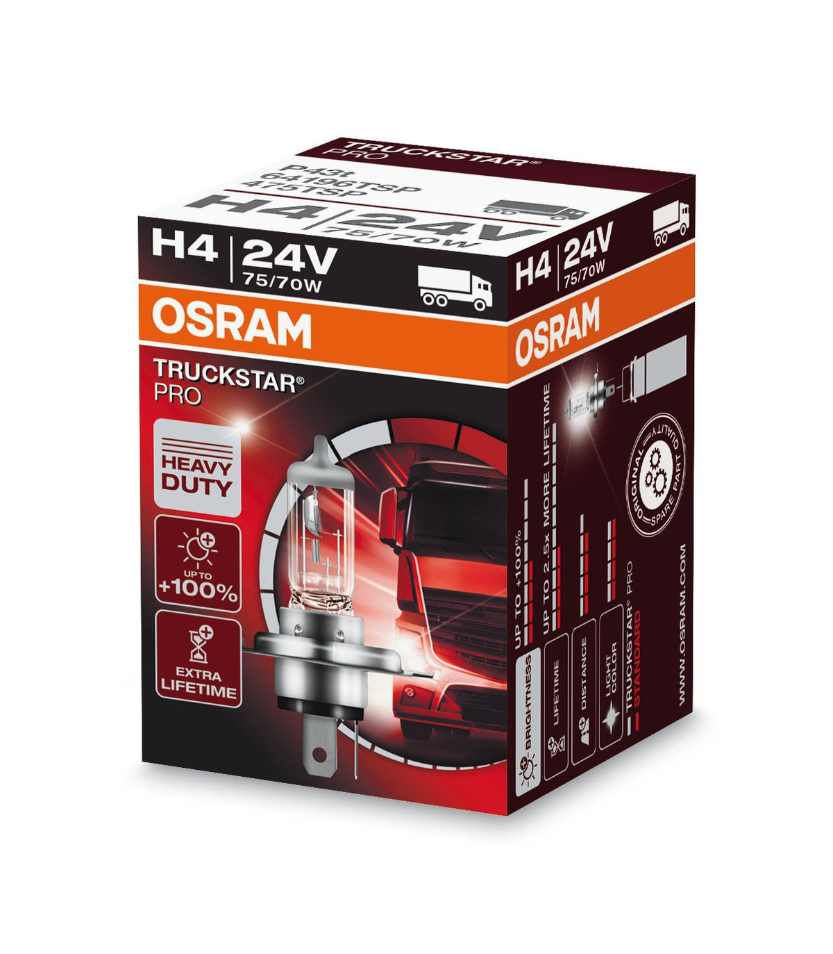 Osram Lampadina 24V Truckstar Pro - H4 - 75/70W - P43t - 1 pz - Scatola