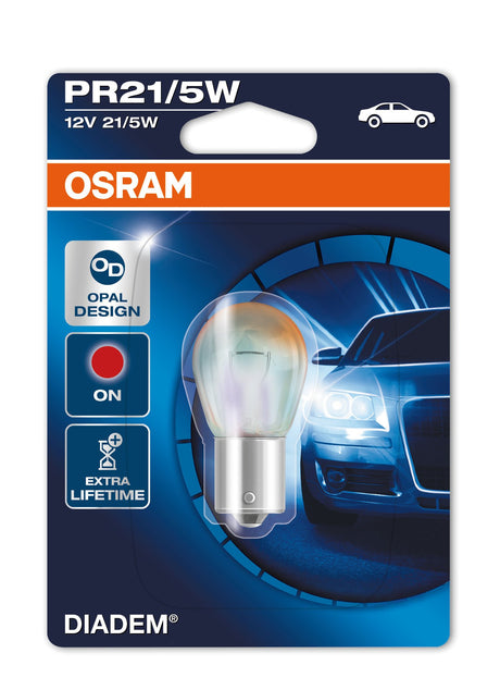 Osram Lampadina 12V Diadem - PR21/5W - 21/5W - BAW15d - 1 pz - Blister - Rosso