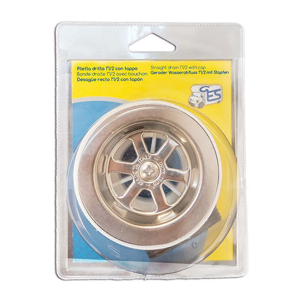 Piletta dritta con tappo 1 pollice 1/2 blister PIL610C