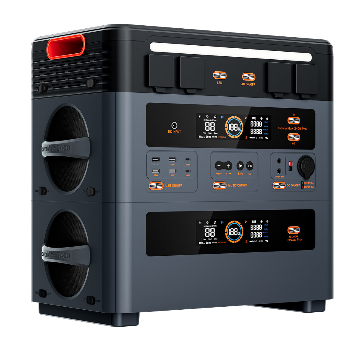 OSCAL PowerMax 2400 Pro – Power Station LiFePO4 2016Wh | 2400W con UPS, Wireless e Audio