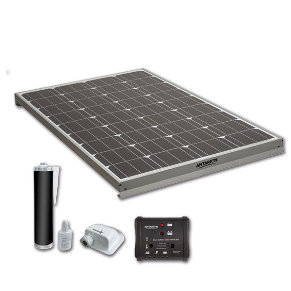 Antarion Kit Pannello Solare Camper monocristallino 120 W + regolatore 1 batteria