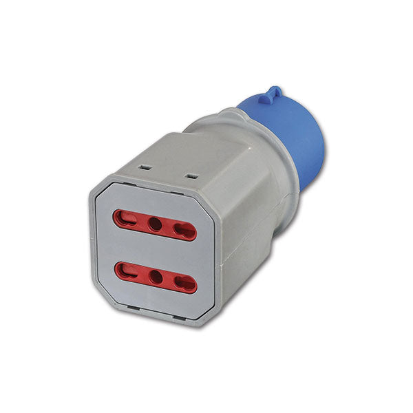 Adaptador de enchufe CEE y 2 tomas de corriente 10/16A PRB02B
