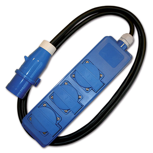 Regleta de enchufes Schuko de 3 vías con tapa protectora PRB1003