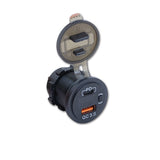 GES Presa USB Rotonda PD+QC3.0 con Interruttore e Display 12/24 V