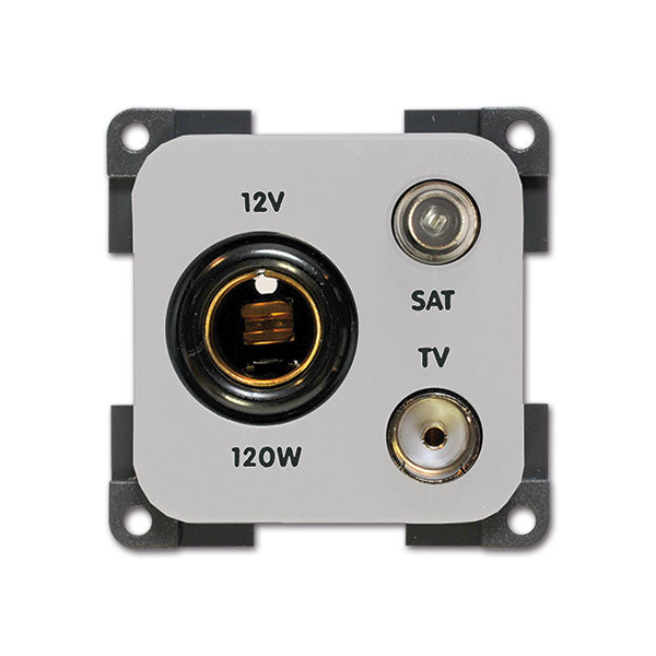 Toma DIN CBE 12V + TV + SAT gris claro