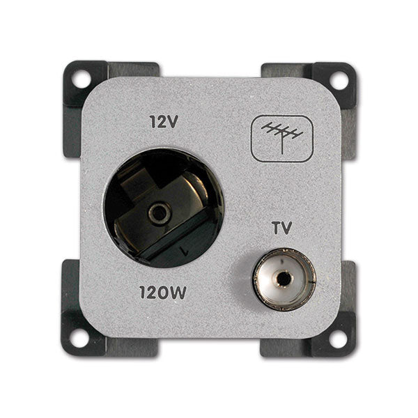 CBE Toma de 12V DC + TV gris claro