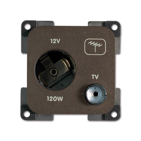 Toma de corriente CBE 12 V CC + TV Marrón