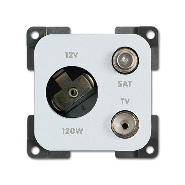 Toma CBE 12 V CC + TV + SAT Gris