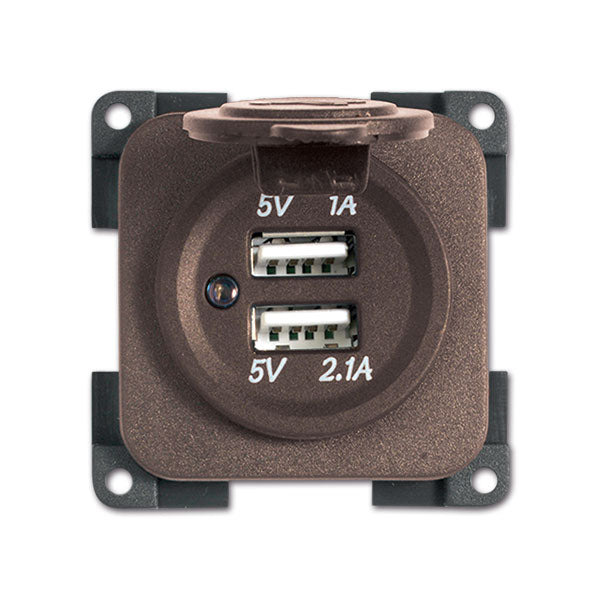 CBE Presa doppia USB 1A + 2,1A marrone