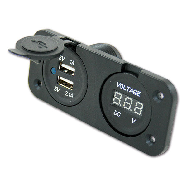 Ständer mit 2 USB-Anschlüssen und Voltmeter 8715133038104