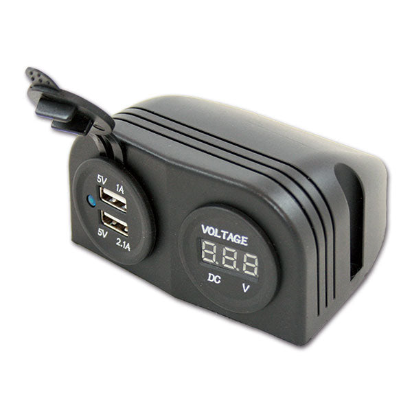 Unterstützt 2 USB-Anschlüsse und ein Voltmeter 8715133038128