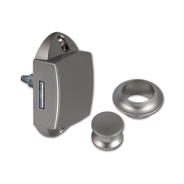 Kit Push-Lock nichelato con pulsante e rosetta nichelato PSH05N