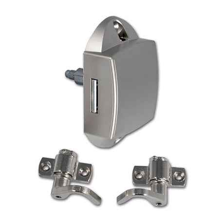 Satin-finished single-sided push-lock with hooks - blister pack 8032793932833