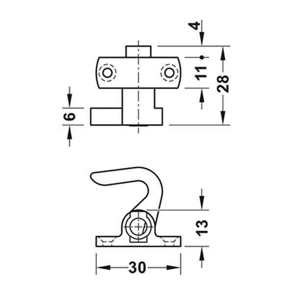 Gancho derecho marrón para muebles de autocaravana y caravana PSH18DM