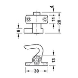 Gancho derecho marrón para muebles de autocaravana y caravana PSH18DM