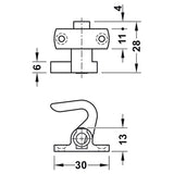 Gancio sinistro marrone per mobili camper e caravan PSH18SM