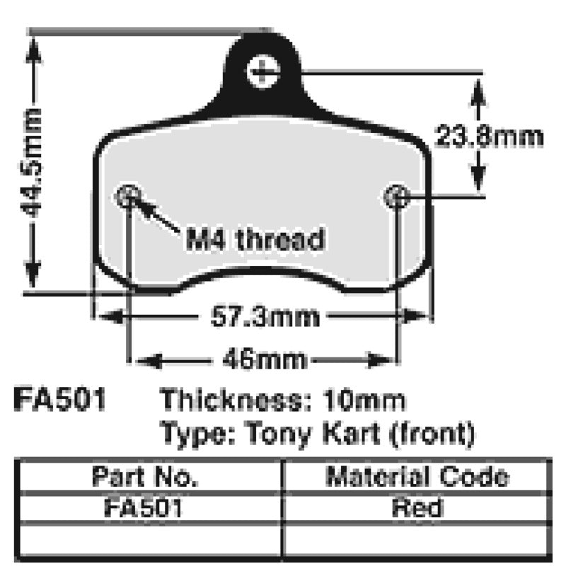 Ebc Kart brake pads 10 mm RED fa501 FA501