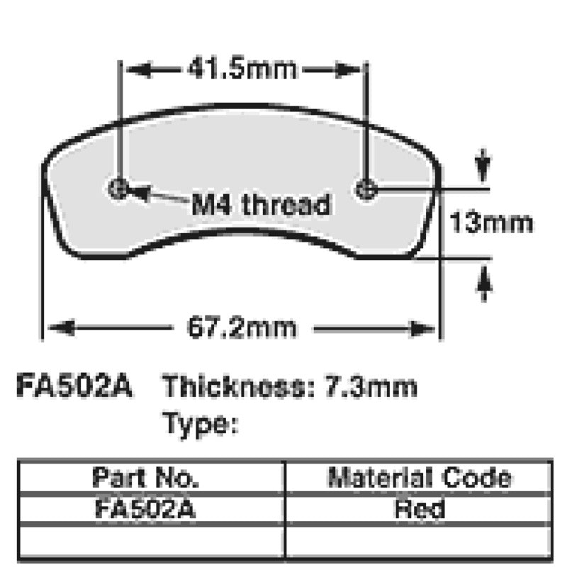 Ebc Kart brake pads 7.3 mm RED fa502A FA502A
