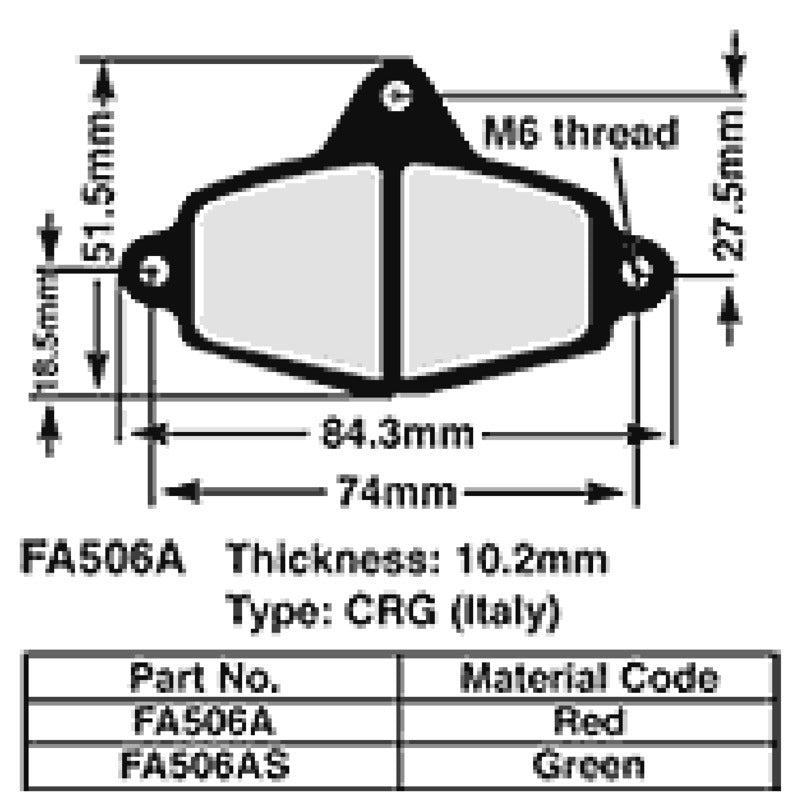 Ebc Kart brake pads 10.2 mm GREEN fa506As FA506AS