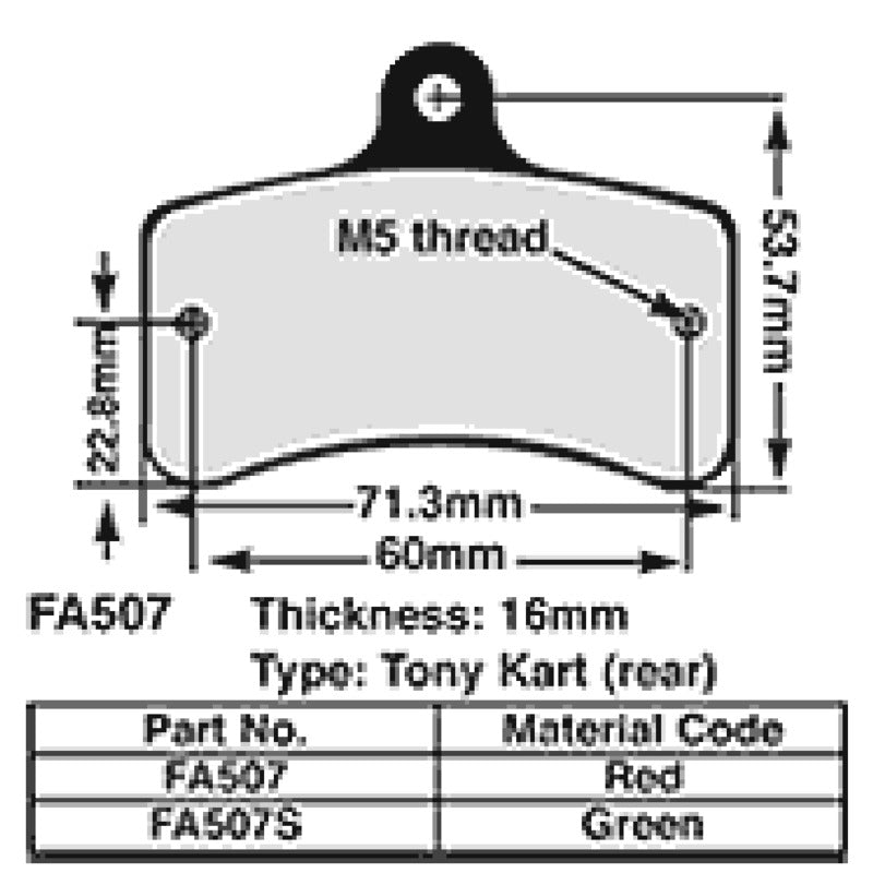 Ebc Kart brake pads 16 mm GREEN fa507S FA507S