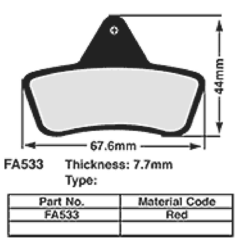 Ebc Kart brake pads 7.7 mm RED fa533 FA533