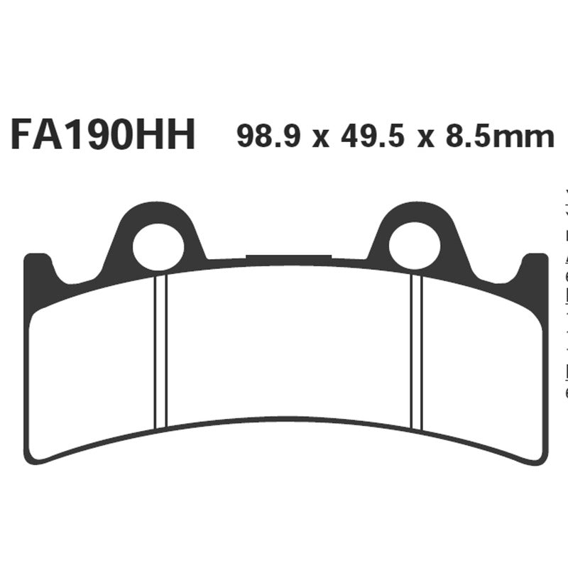 Ebc Pastiglie freno Hh Yamaha Yzf750 -97 Anteriore FA190HH