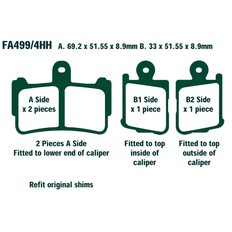 Ebc Pastiglie freno Hh Honda Vfr1200 Anteriori FA499/4HH