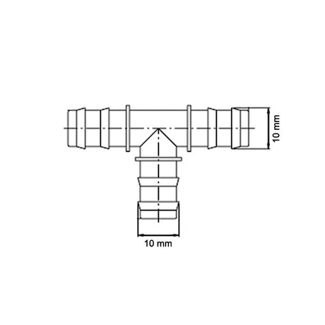 Manicotto a T diametro 10 mm in blister 8032793935032