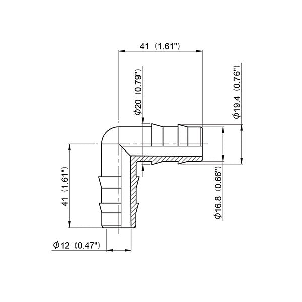 Manicotto curvo diametro 20 mm RACC20