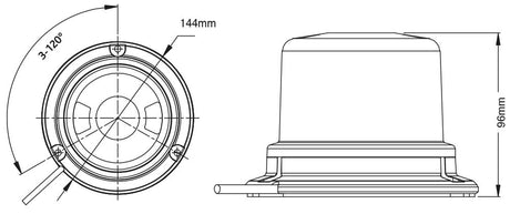 Ring Luce lampeggiante a led ambra 12/24V fissaggio 1 vite