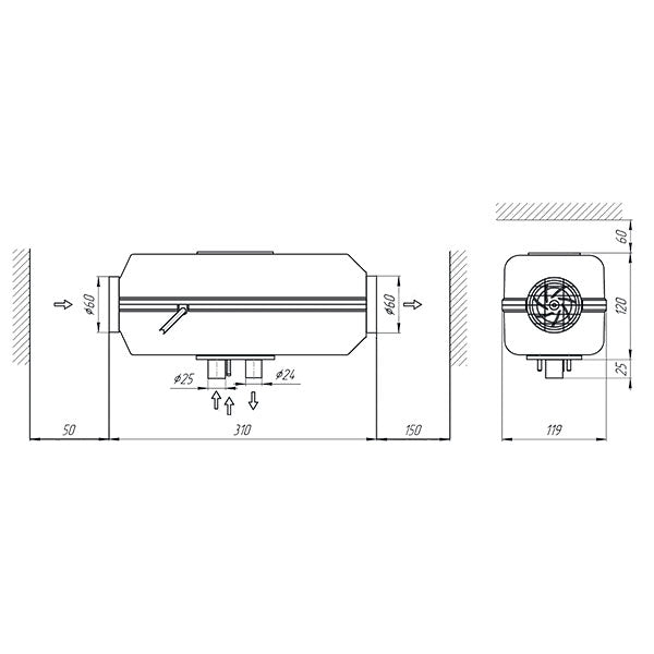Kit Autoterm Air 2D Calentador de Aire para Campers y Furgonetas con Panel Confort