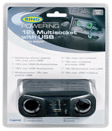 Toma de mechero doble Ring de 12 V y 8 A con USB de 1 A y comprobador de batería