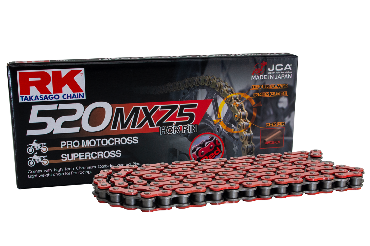 Cadena de transmisión Rk Takasago 520MXZ5-120 CL ​​​​ROJA 120 eslabones