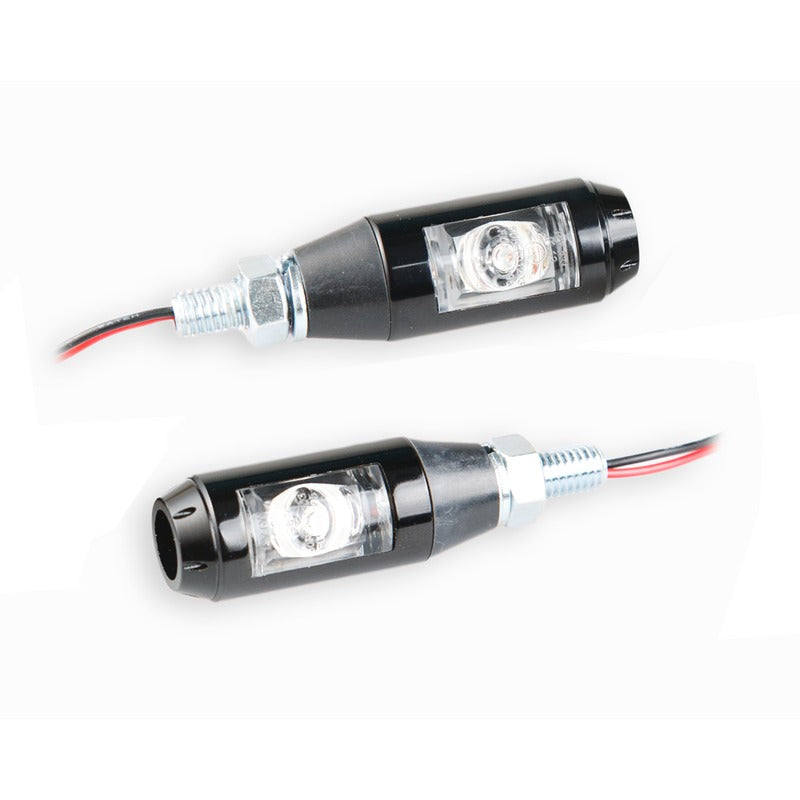 Bkr Pair of Motorcycle LED Cyclope Indicators with Satin Black Cylinder